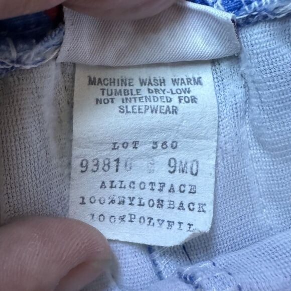 Vintage Piccolo Bib Sheep Overalls 9 Months Blue w/ Red Pocket, Footed Snap Legs - Picture 6 of 6